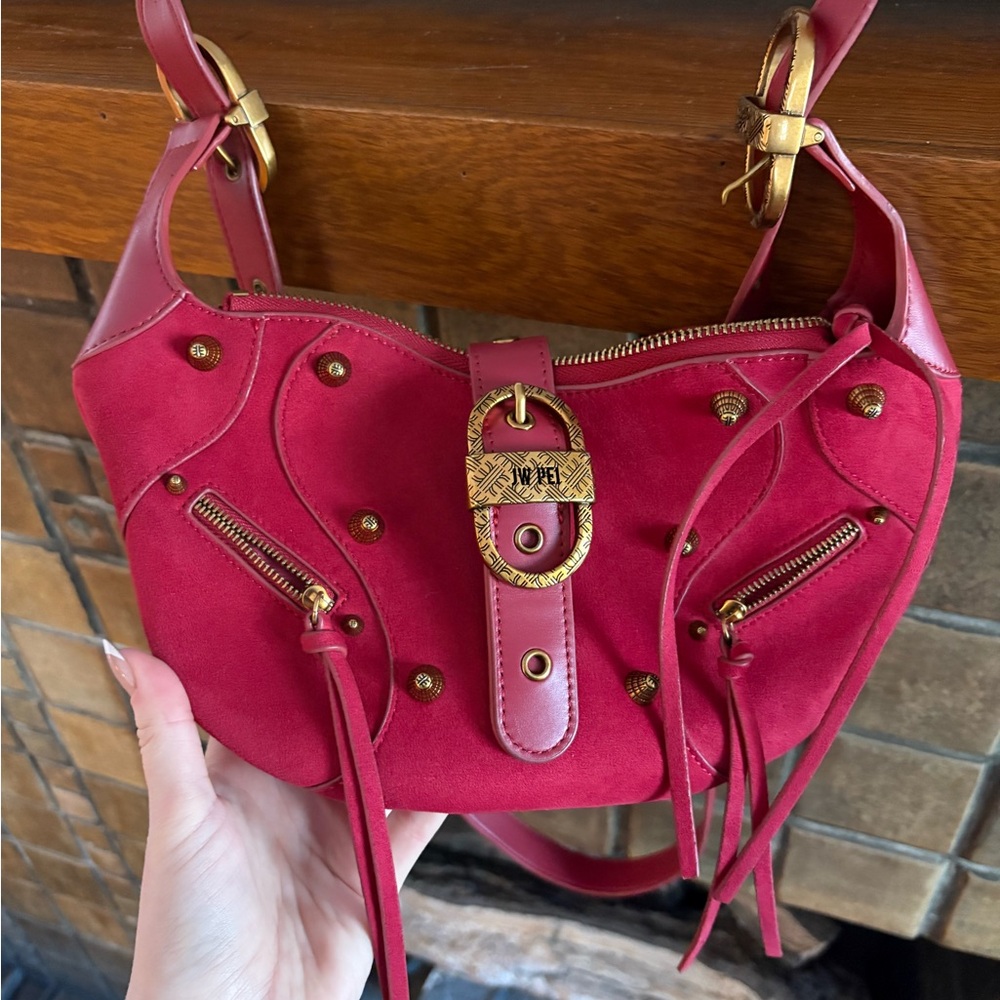 JW PEI Red Crossbody Bag with Gold Accents